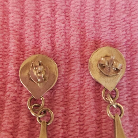 Turquoise & Mother of Pearl Drop Earrings - Picture 3 of 3